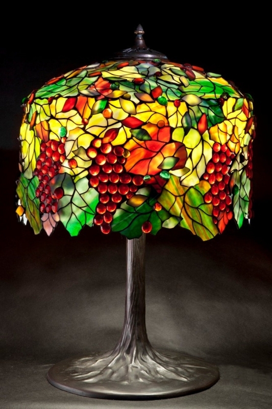 Table Lamp Grapevine Tree Form with Trunk Base and Glass Cabochons