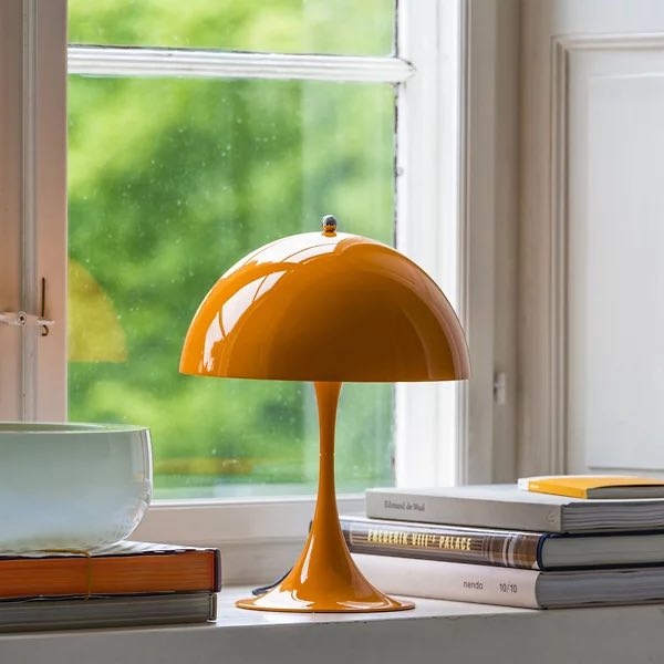 Table Lamp High Gloss Mustard Yellow Metal Hemispherical Shade