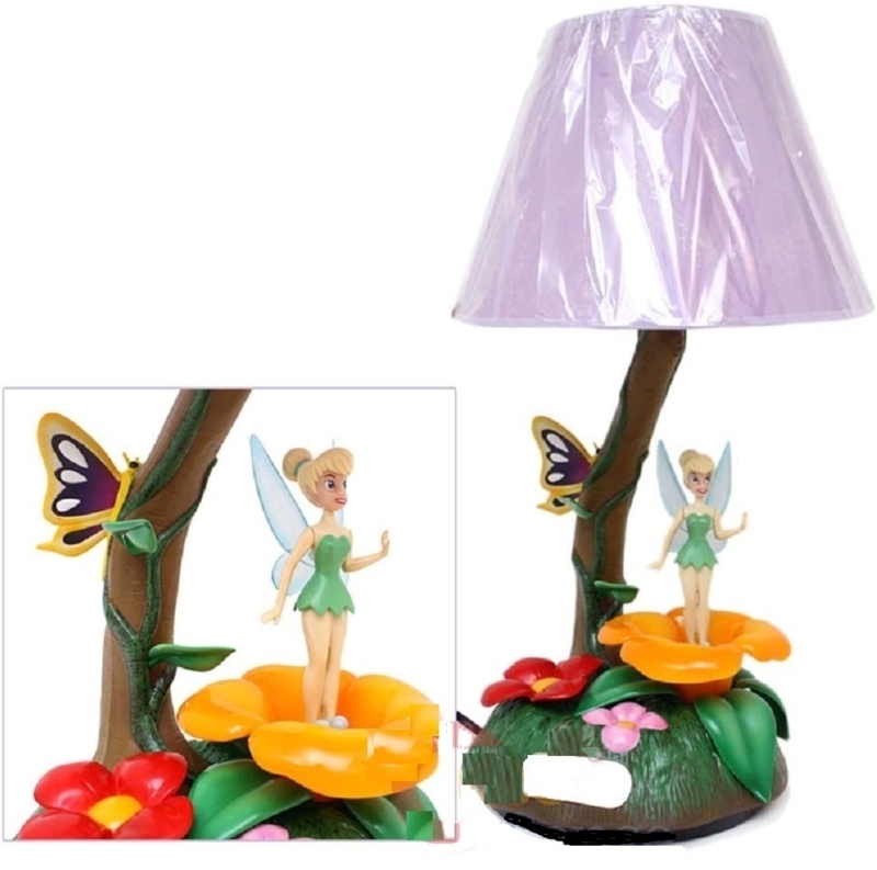 Table Lamp: Lavender Fabric Shade on Sculpted Nature Base