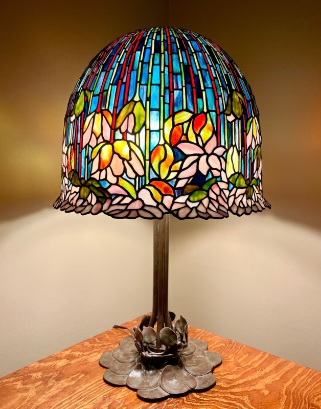 Table Lamp: Lily Pad Base Handcrafted Stained Glass Lamp