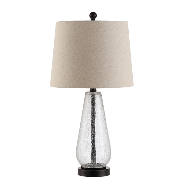 Table Lamp Matte Black Hardware Linen Textured Shade