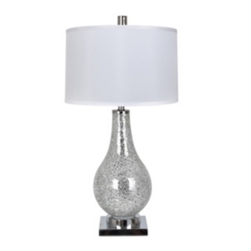Table Lamp Mosaic Glass Teardrop Fixture Square Base