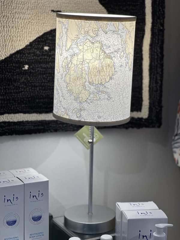 Table Lamp Mount Desert Island Map Brushed Metal Coastal Lighting