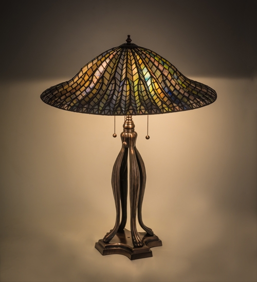 Table Lamp: Quadrifid Organic Base Lotus Leaf Table Lamp