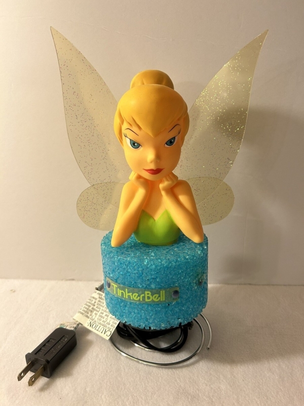 Table Lamp: Retro Crystalline Blue Base with Glitter Wing Figurine