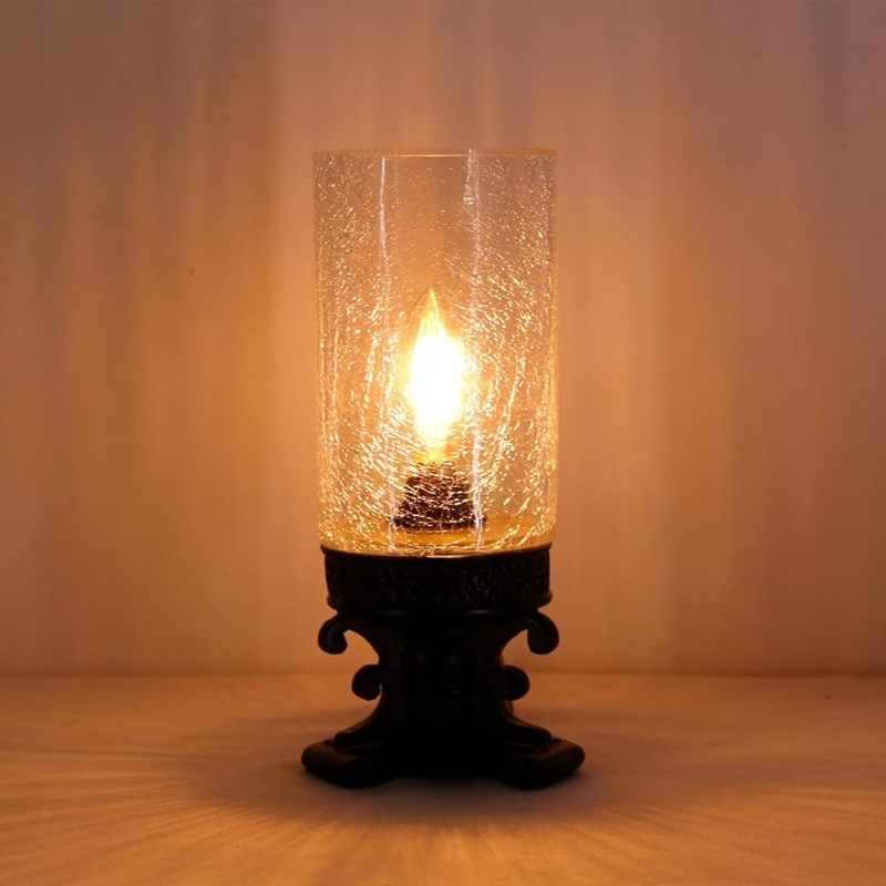 Table Lamp Scrolled Resin Base with Candle Glow Bulb