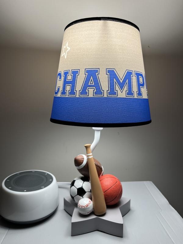 Table Lamp Sculptural Sports Base Varsity Lettering Shade Star Pedestal