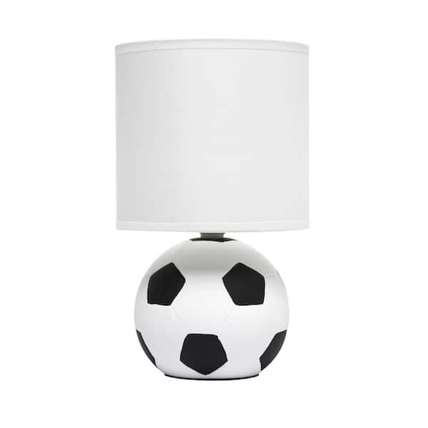 Table Lamp Soccer Ball Base Compact Size Black White Themed Lighting