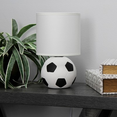 Table Lamp Soccer Ball Base Monochromatic Black White Kids Bedroom Decor