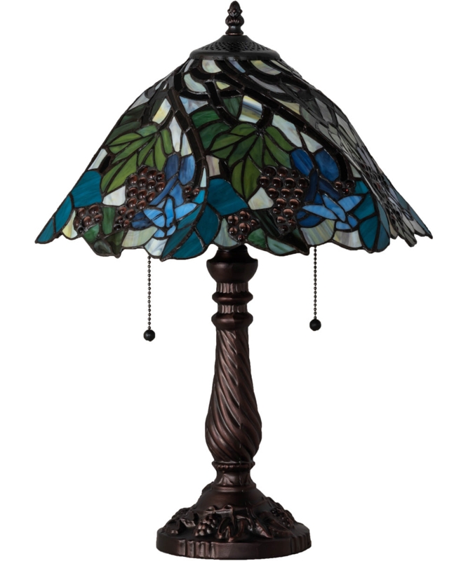 Table Lamp Spiral Twisted Column Cobalt Blue Emerald Grape Glass