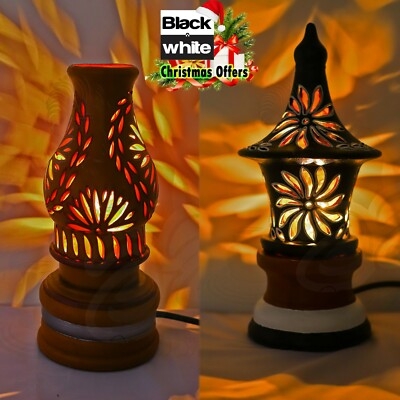 Table Lamp Terracotta Clay Cutout Patterns Shadow Projection
