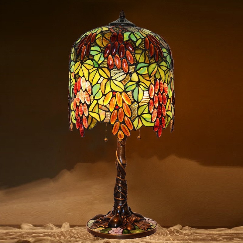 Table Lamp Twisted Vine Trunk Base with Embossed Leafy Details