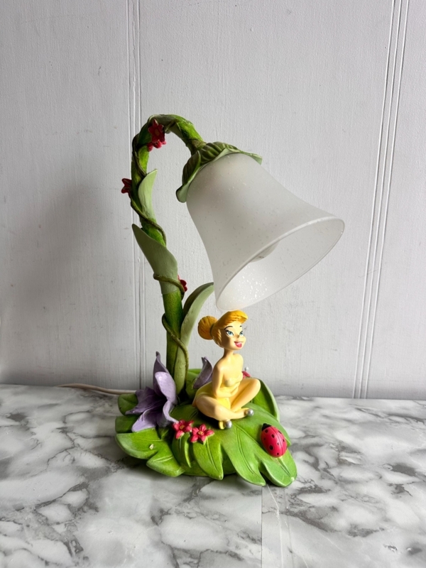 Table Lamp: Vintage Style Vine Neck with Frosted Tulip Shade and Ladybug