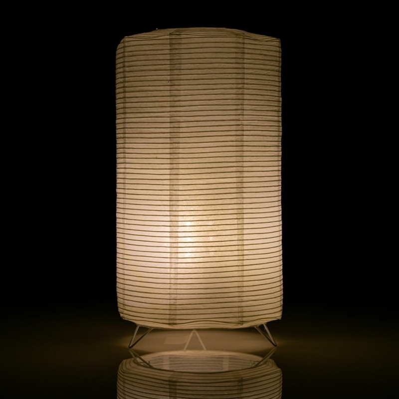 Table Top Lantern Lamp Cylindrical Fine Line Ribbing Tripod Base