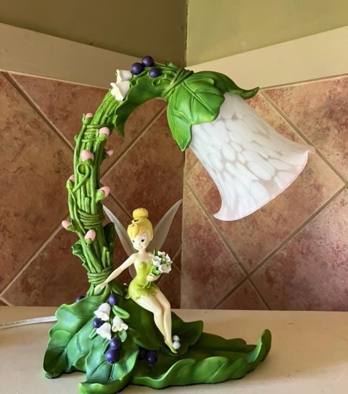 Tabletop Lamp: Frosted Flower Bell Shade on Vine Wrapped Stem