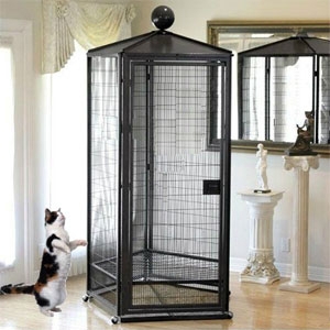 Tall Indoor Cat Enclosure Peaked Roof with Ball Finial