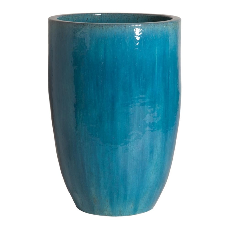 Tall Planter 32 Inch Teal Blue Ceramic Floor Scale