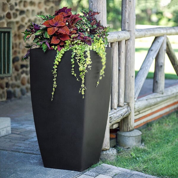 Tall Planter Architectural Profile Tapered Square Matte Resin Pot