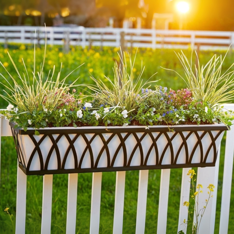 Tapered Railing Planter featuring Arch Lattice Pattern
