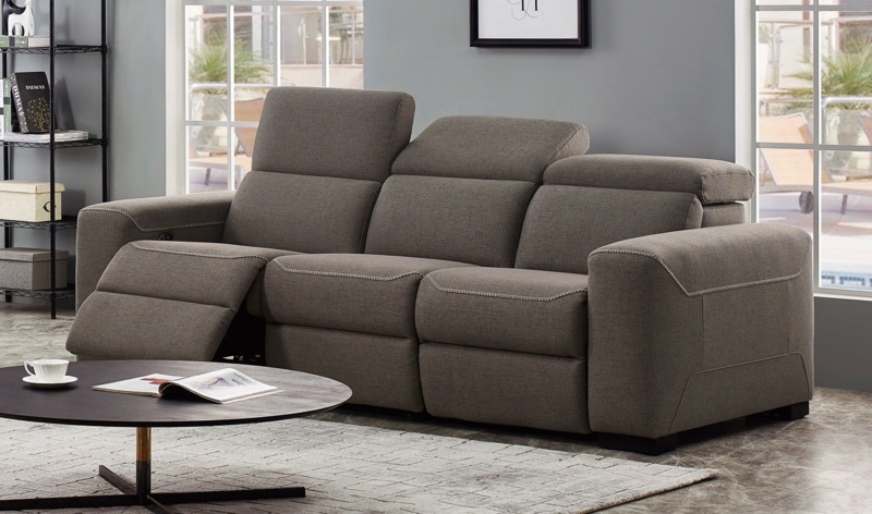 Taupe Fabric Recliner featuring Contrast Topstitching