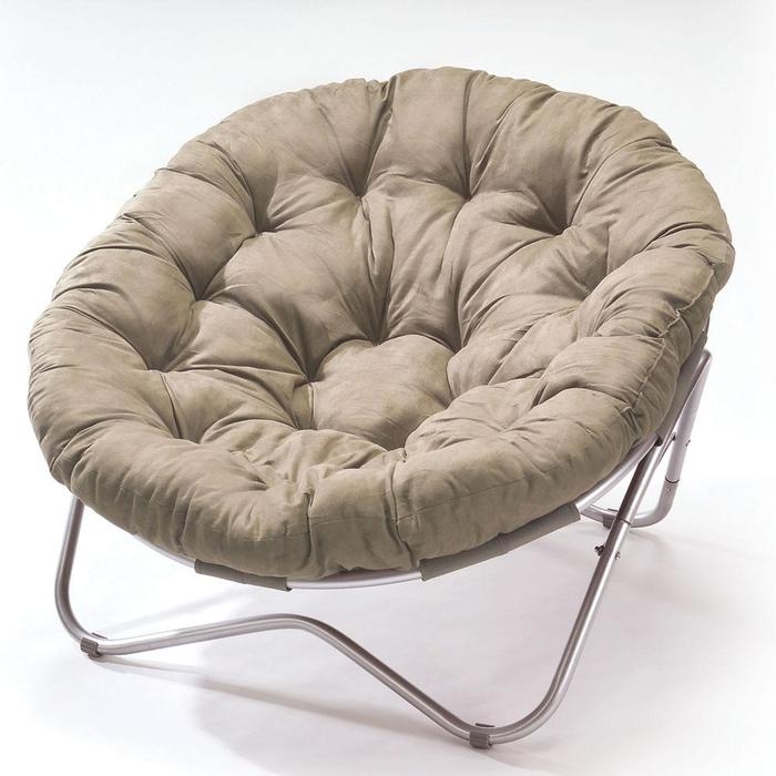 Taupe Moon Chair Tufted Folding Circular Bowl Design