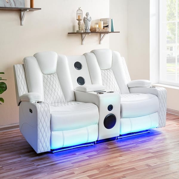 Theater Loveseat in Bright White with Built-In Speakers & LED