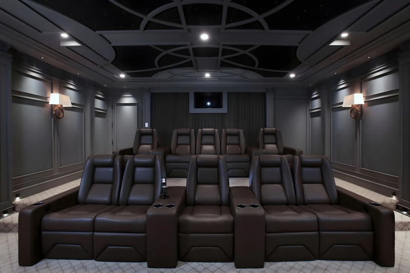 Theater Seating in Chocolate Brown with Tiered Layout Design