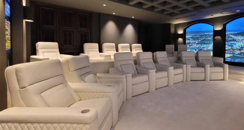 Theater Seating in Cream White with Luxury Curved Arrangement