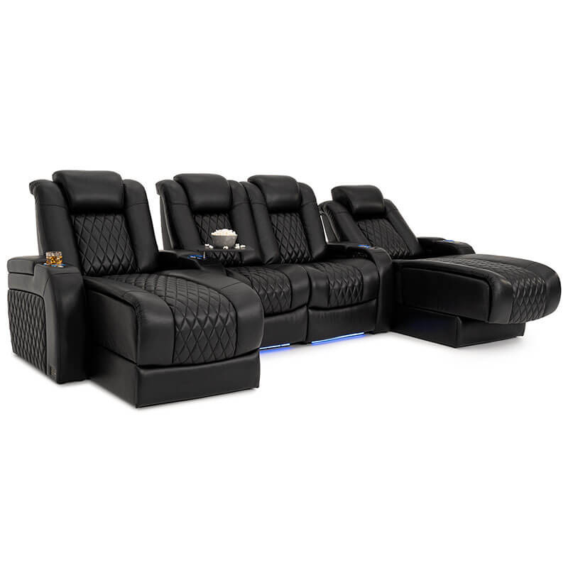 Theater Seating Row with Dual End Chaise Lounges & LED
