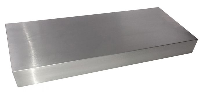 Thick Brushed Stainless Steel Floating Shelf with Seamless Corners