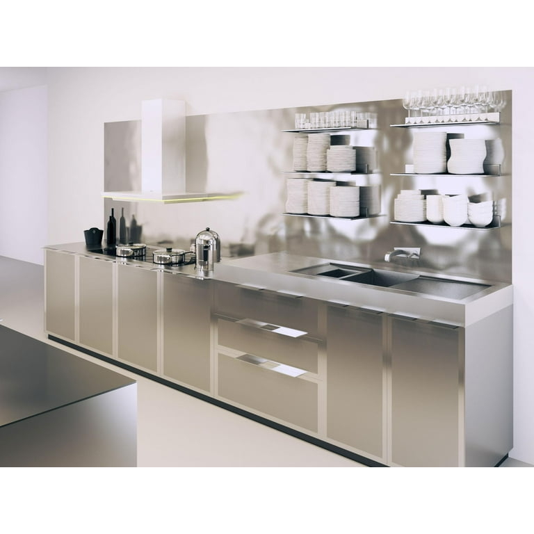 Thin Profile Stainless Steel Floating Shelf, Minimalist Wall Storage