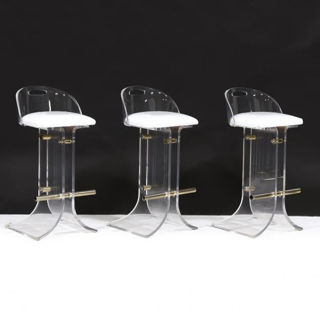 Three Lucite Barstools (Lot 2347 - June Estate Auction - Day 2Jun 28, 2024,  10:00am)