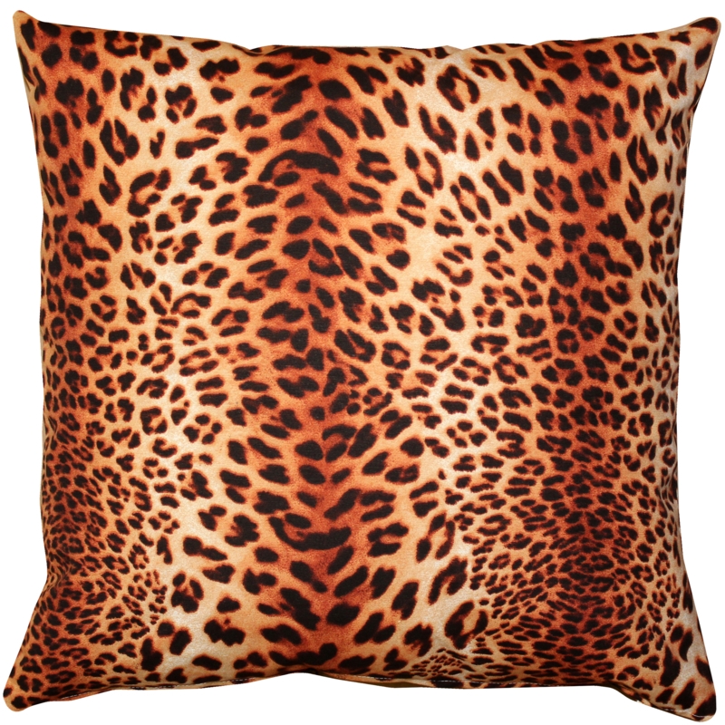 Throw Pillow, Amber Base Symmetrical Leopard Print Safari Chic
