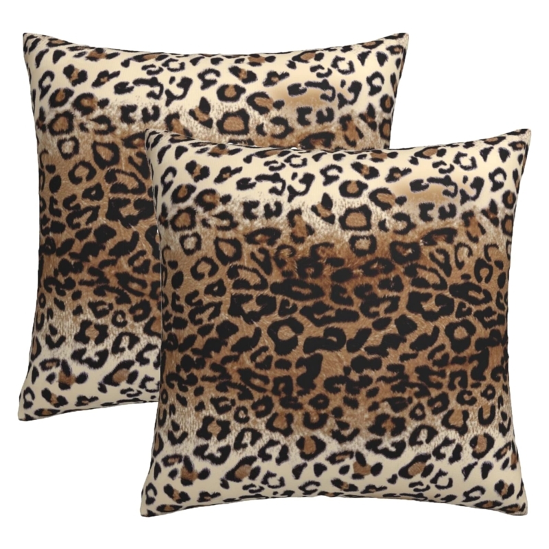Throw Pillow Cover Set, Gradient Cheetah Print Safari Chic