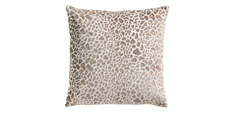 Throw Pillow, Cut Velvet Leopard Print Slate Blue Accents