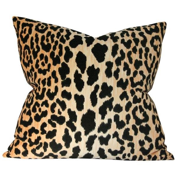 Throw Pillow, Plush Velvet Leopard Print Maximalist Animal Cushion