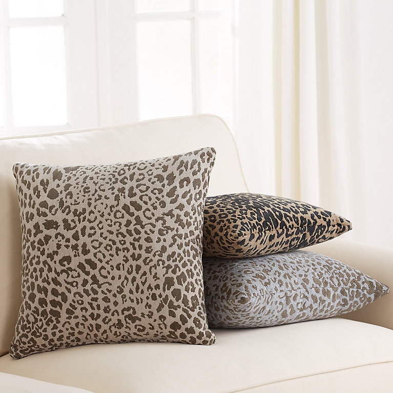 Throw Pillows, Woven Tonal Leopard Print Neutral Safari Chic