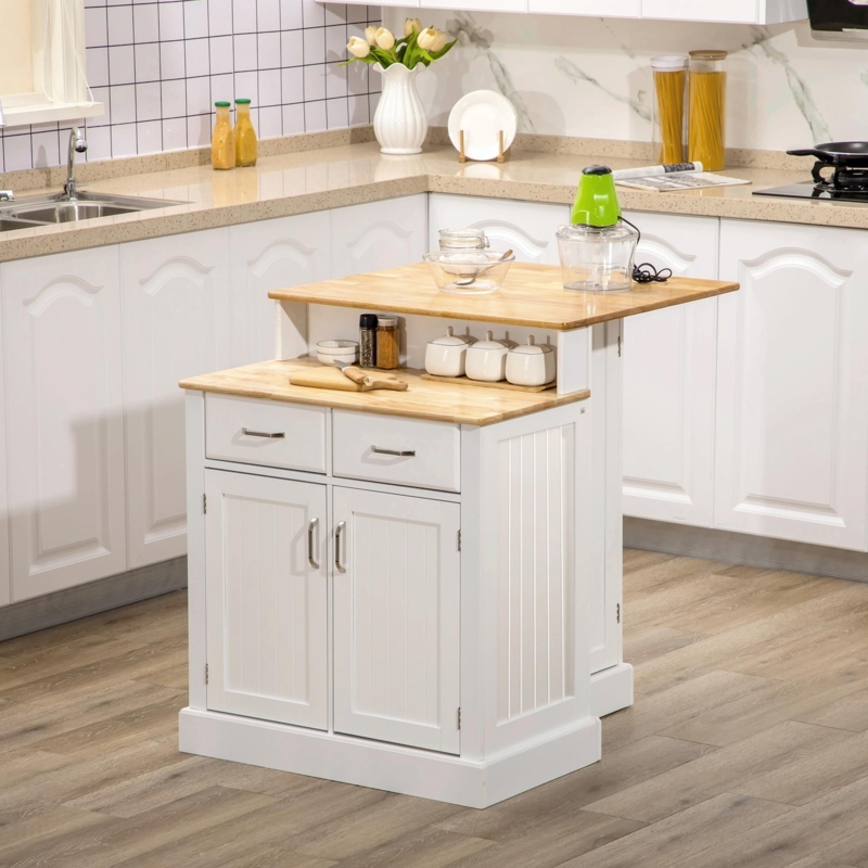 Tiered Kitchen Island Two-Level Top Beadboard Detail