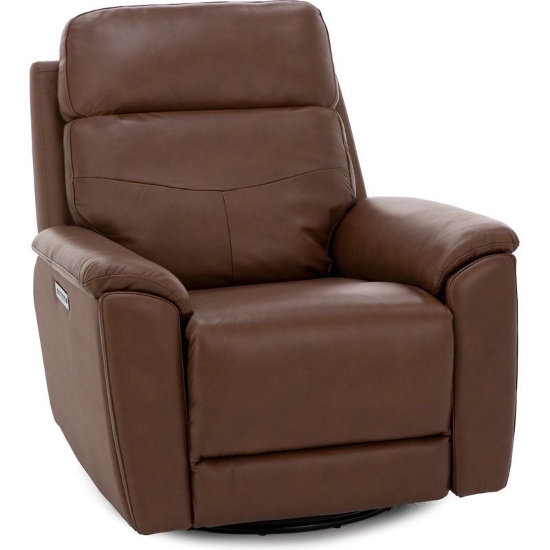 Tobacco Brown Swivel Glider Recliner with Tiered Backrest