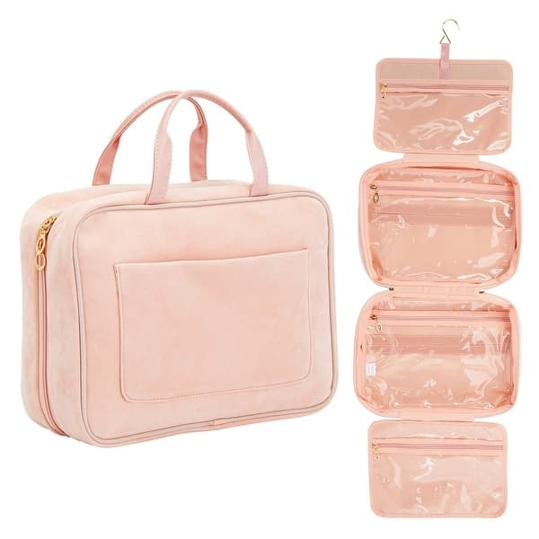Toiletry Bag, Dusty Rose Four-Tier Hanging Travel Organizer