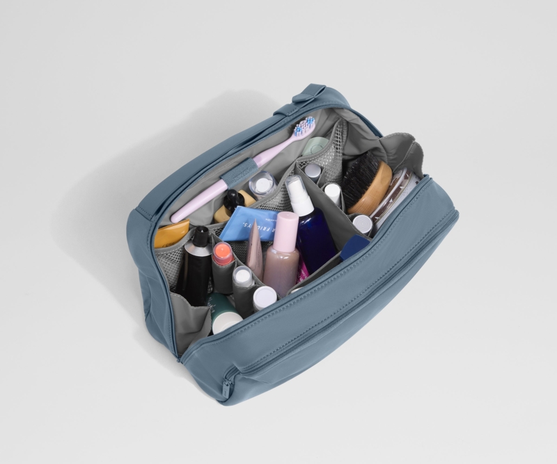 Toiletry Bag, Slate Blue Elastic Loop Travel Organizer