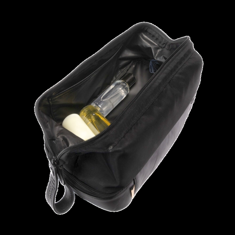Toiletry Bag, Wide Mouth Matte Black Dual Compartment Kit