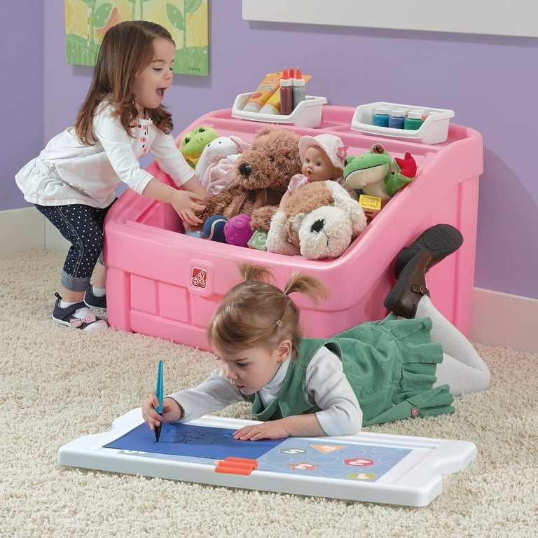 Toy Chest Vibrant Pink Detachable Activity Lid Removable Trays Plastic