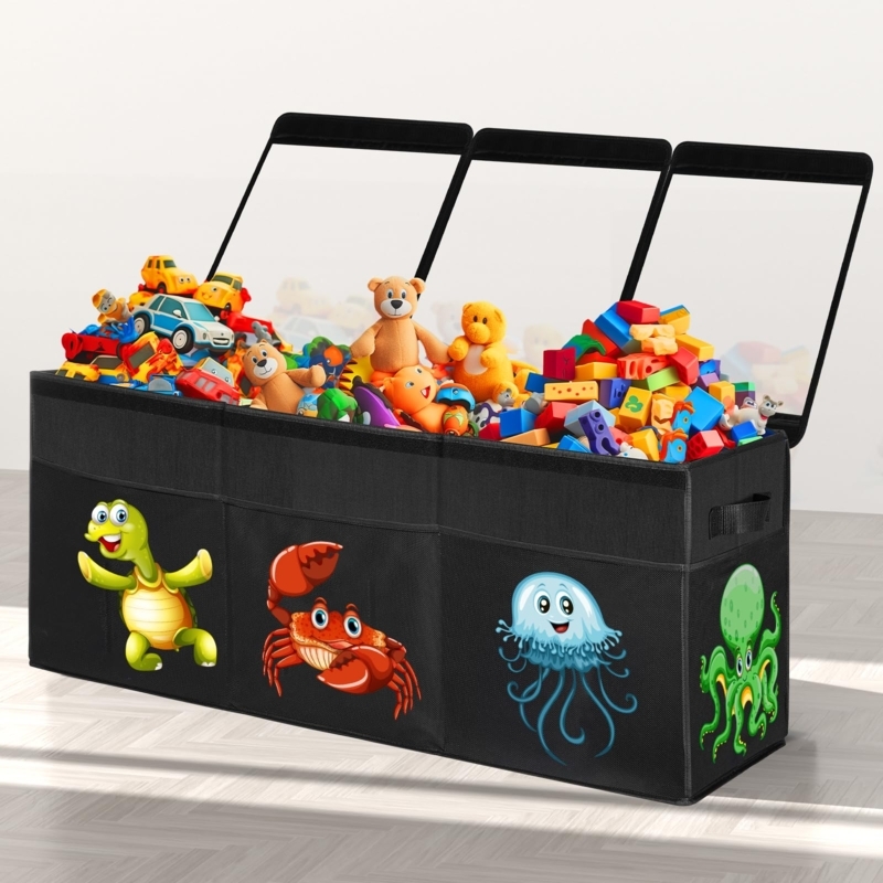 Toy Storage Box Black Sea Creature Prints Extra Large Playroom
