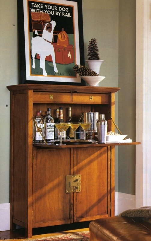 Traditional Bar Cabinet Drop Front Top Drawers Secretary Style Home Bar