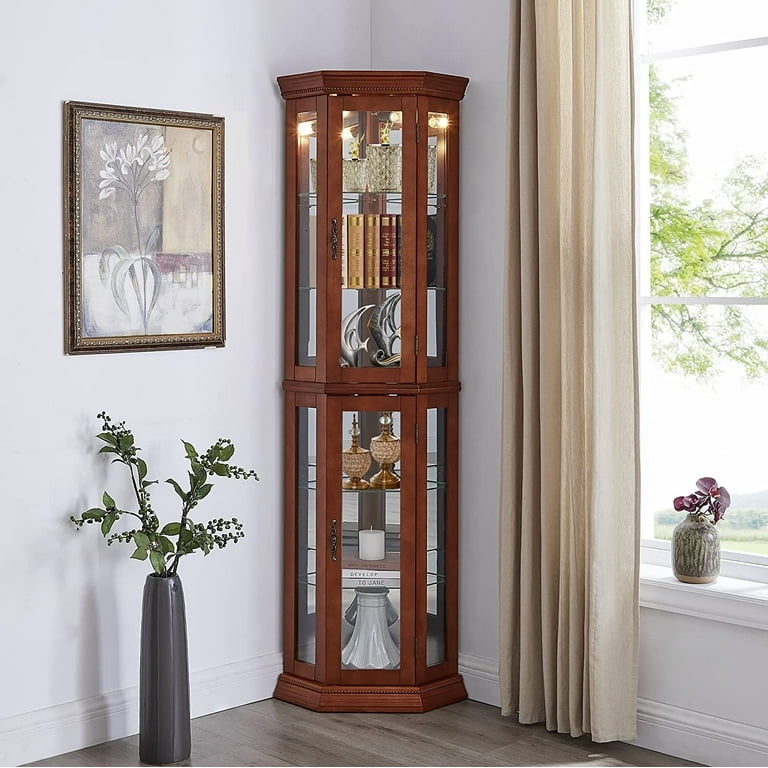 Traditional Corner Display Cabinet with Octagonal Shape