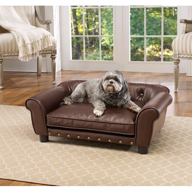 Traditional Dog Sofa with Tufted Back and Raised Feet