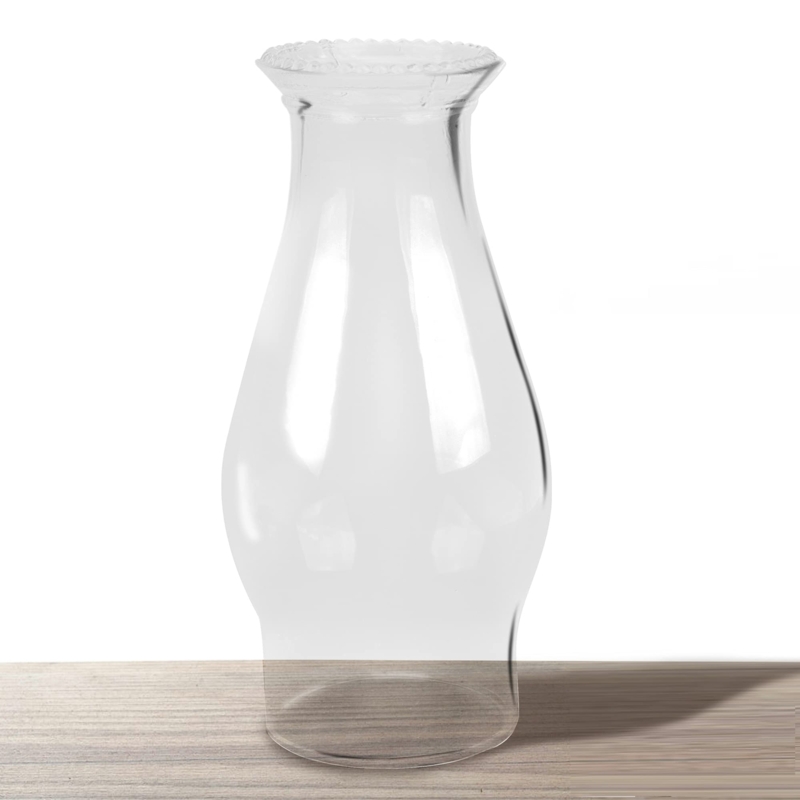 Traditional Lamp Chimney Scalloped Rim Bulbous Profile Cylindrical Base