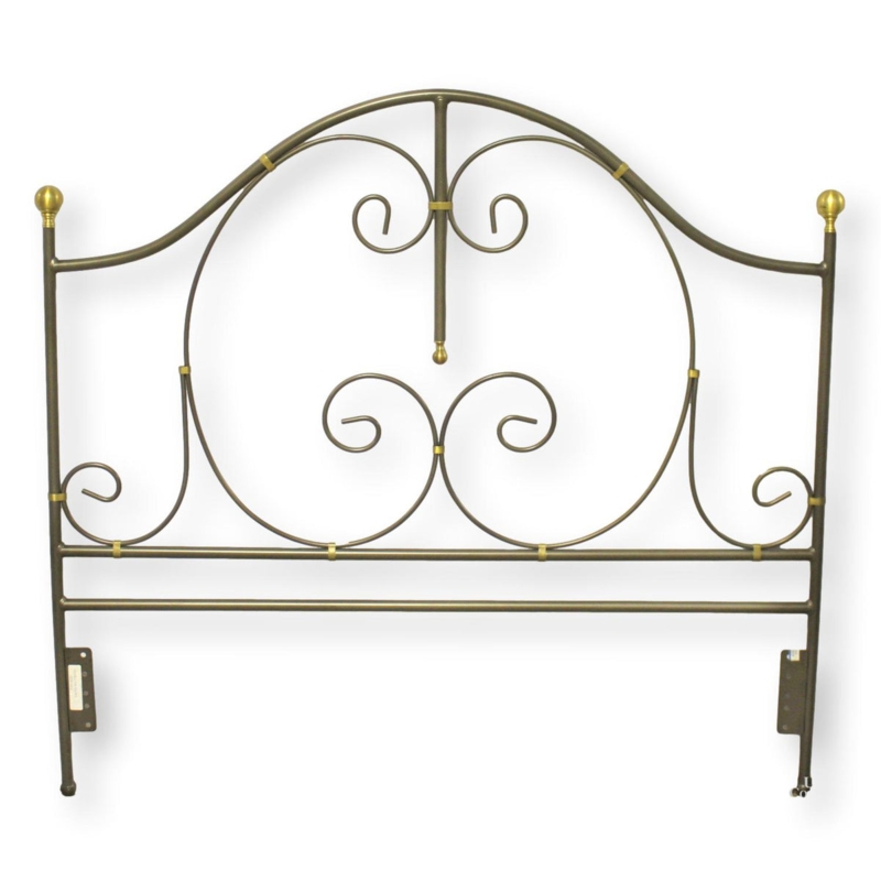 Traditional Metal Headboard Bronze Finish Antique Gold Accents