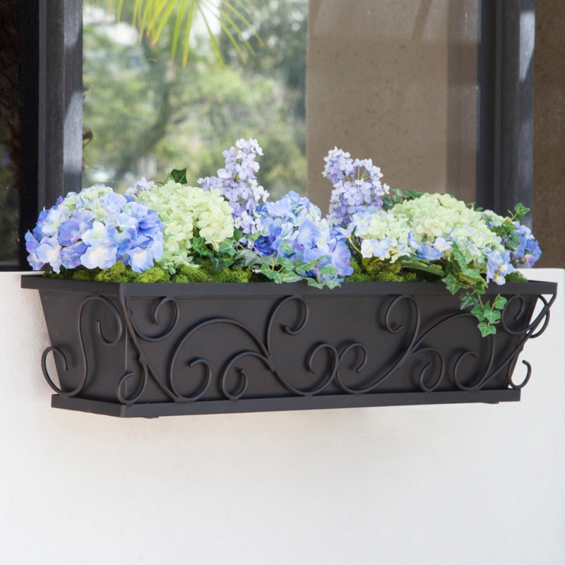 Traditional Scrollwork Window Box with Vinyl Liner